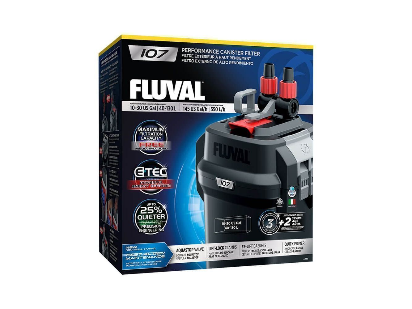 Fluval 107 External Filter 120Vac, 60Hz (10-30gal) Fish Supplies Fluval