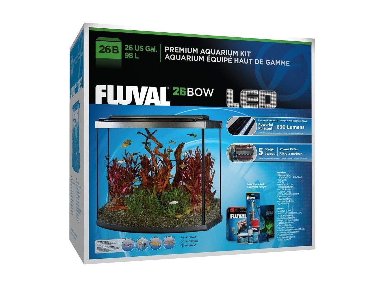 FLUVAL PREMIUM AQUARIUM KIT WITH LED - 26 BOW - 98 L (26 US GAL) Fish Supplies Fluval