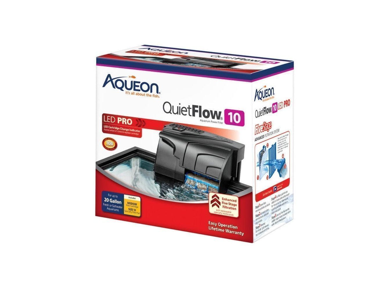 Aqueon QuietFlow LED PRO Aquarium Power Filter Size 10 Filter & Accessories Aqueon