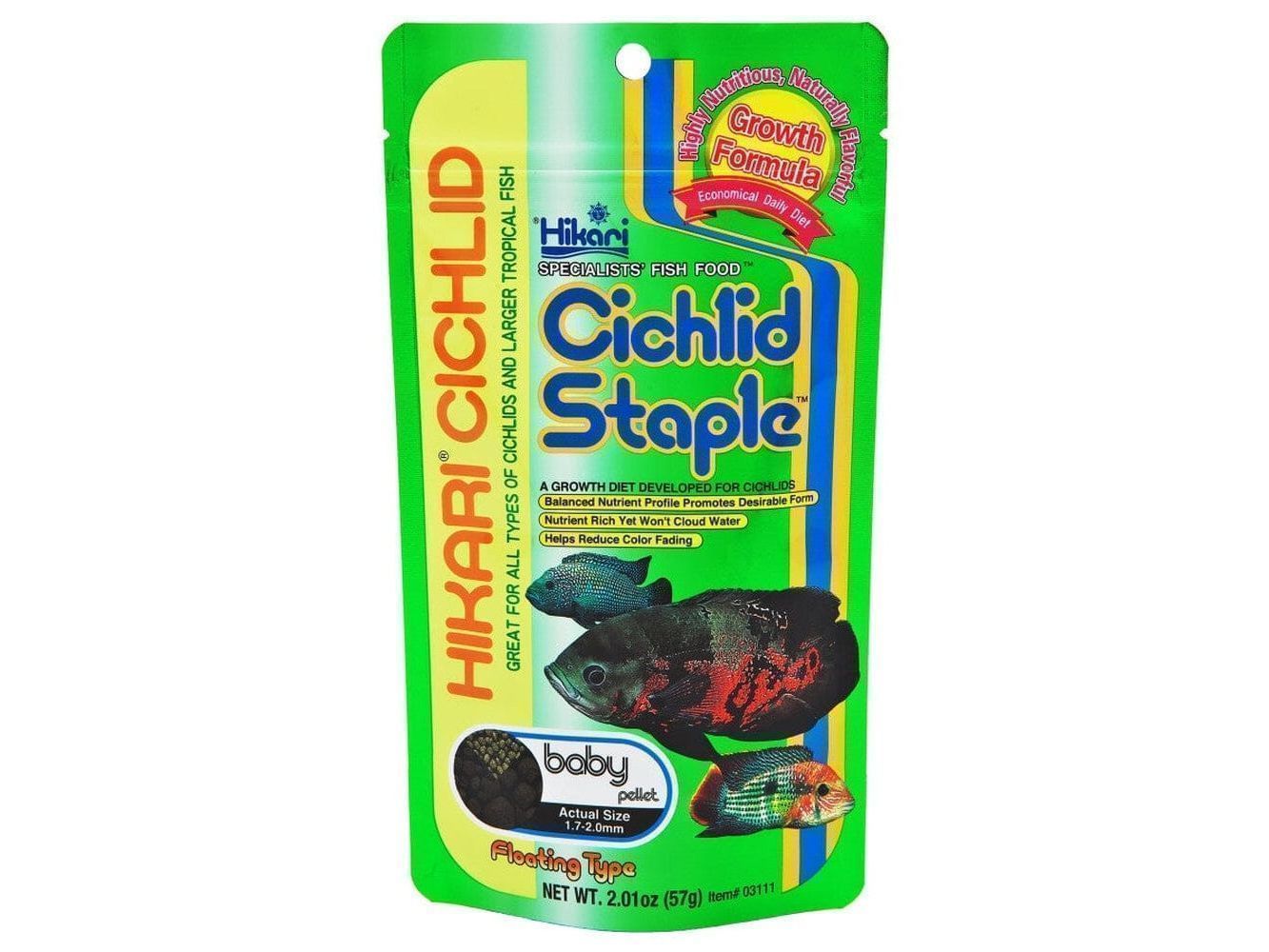 Hikari Cichlid Staple Baby Pellets Fish Food 2 oz Aquatic Diet Hikari