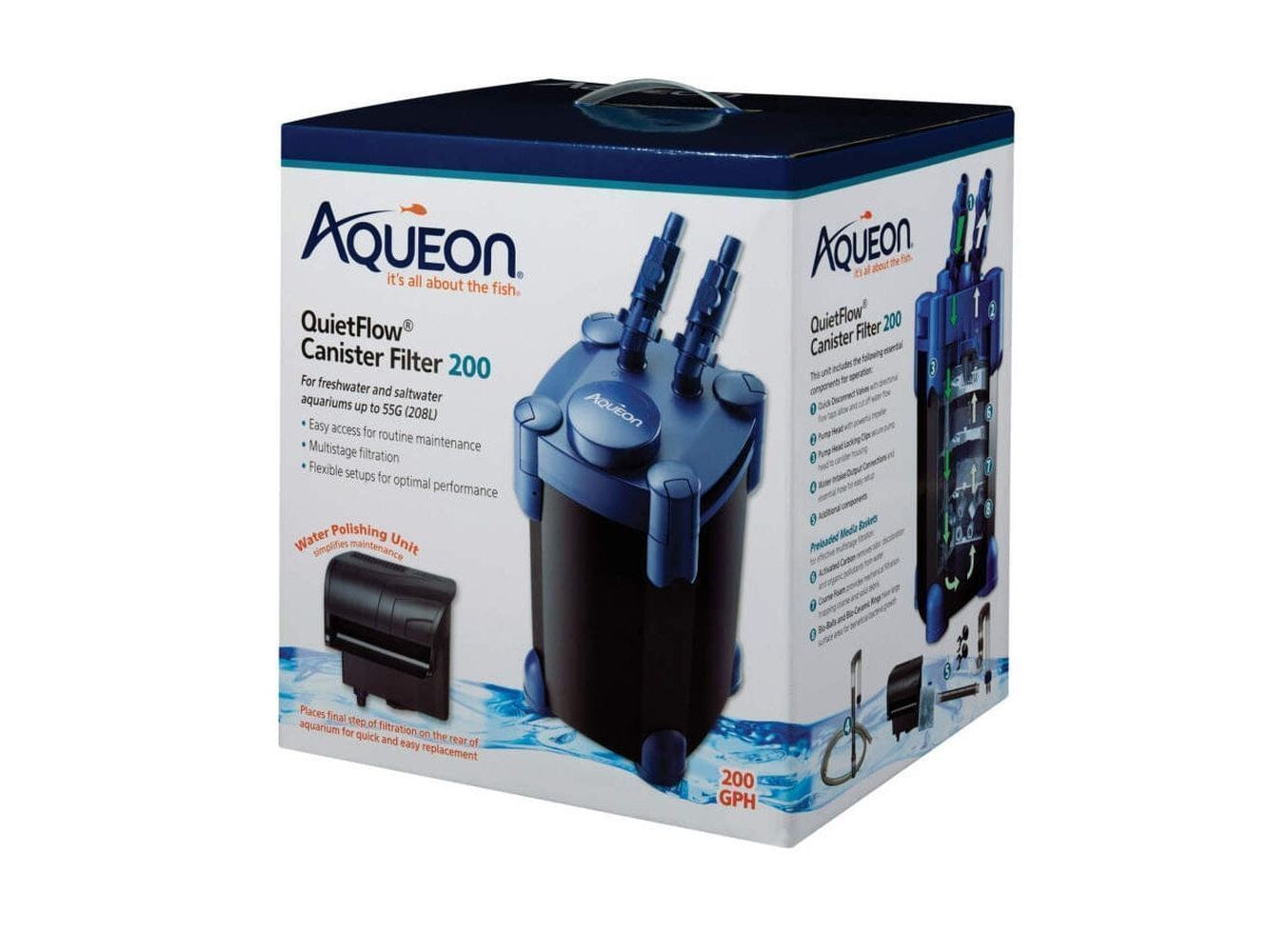 Aqueon QuietFlow Canister Aquarium Filter, Up To 55 gal Aqueon