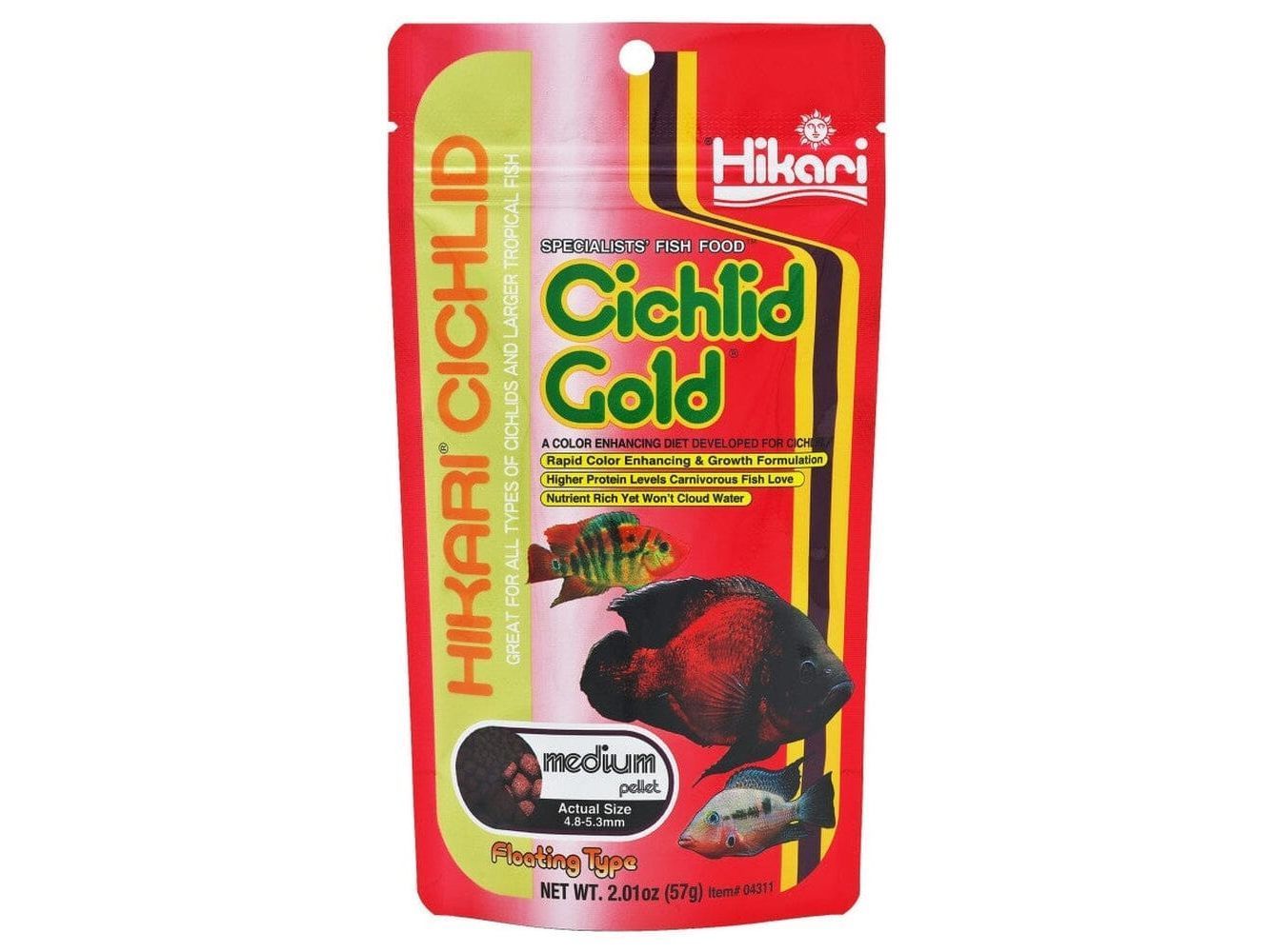 Hikari Cichlid Medium Gold Pellets Fish Food 2 oz Aquatic Diet Hikari