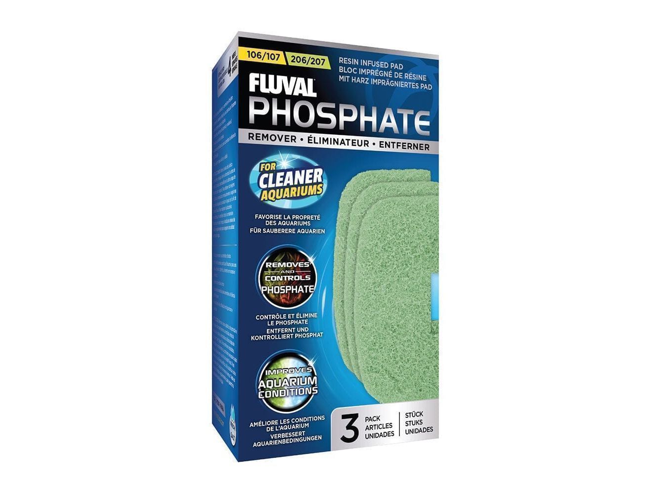 Fluval 106/107/206/207 Phosphate Remover Pad, 3pk Fish Supplies Fluval