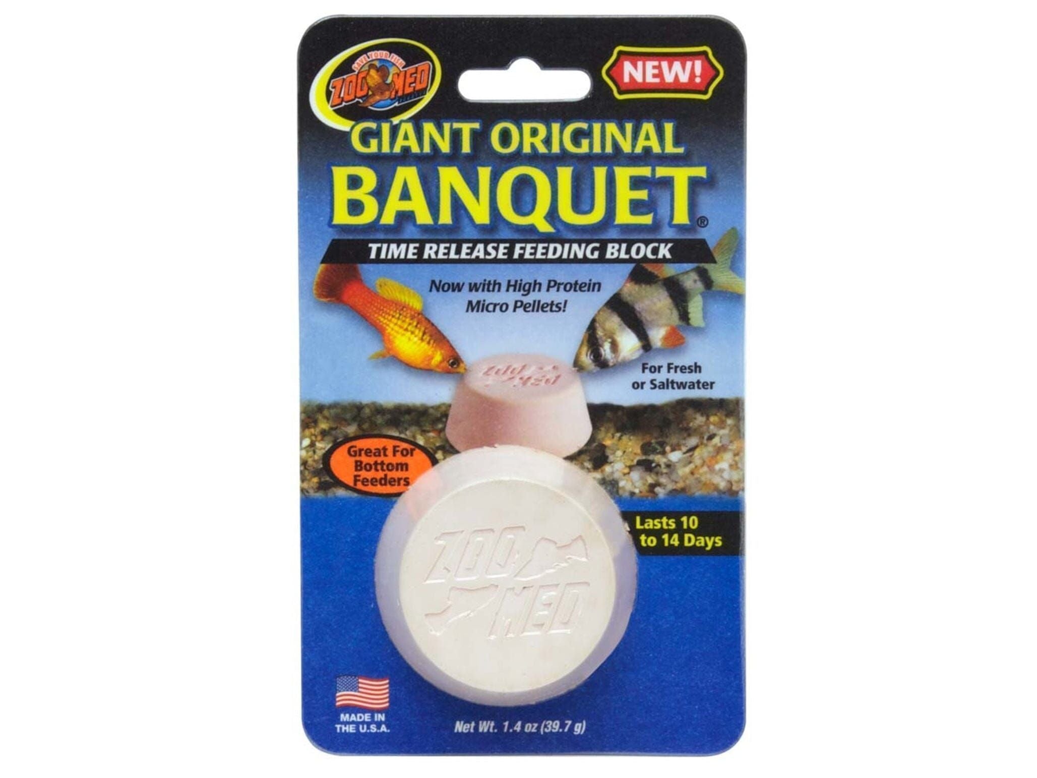 Zoo Med Original Banquet Fish Feeding Block 1ea/1.4 oz, Giant fish food Zoo Med Aquatic
