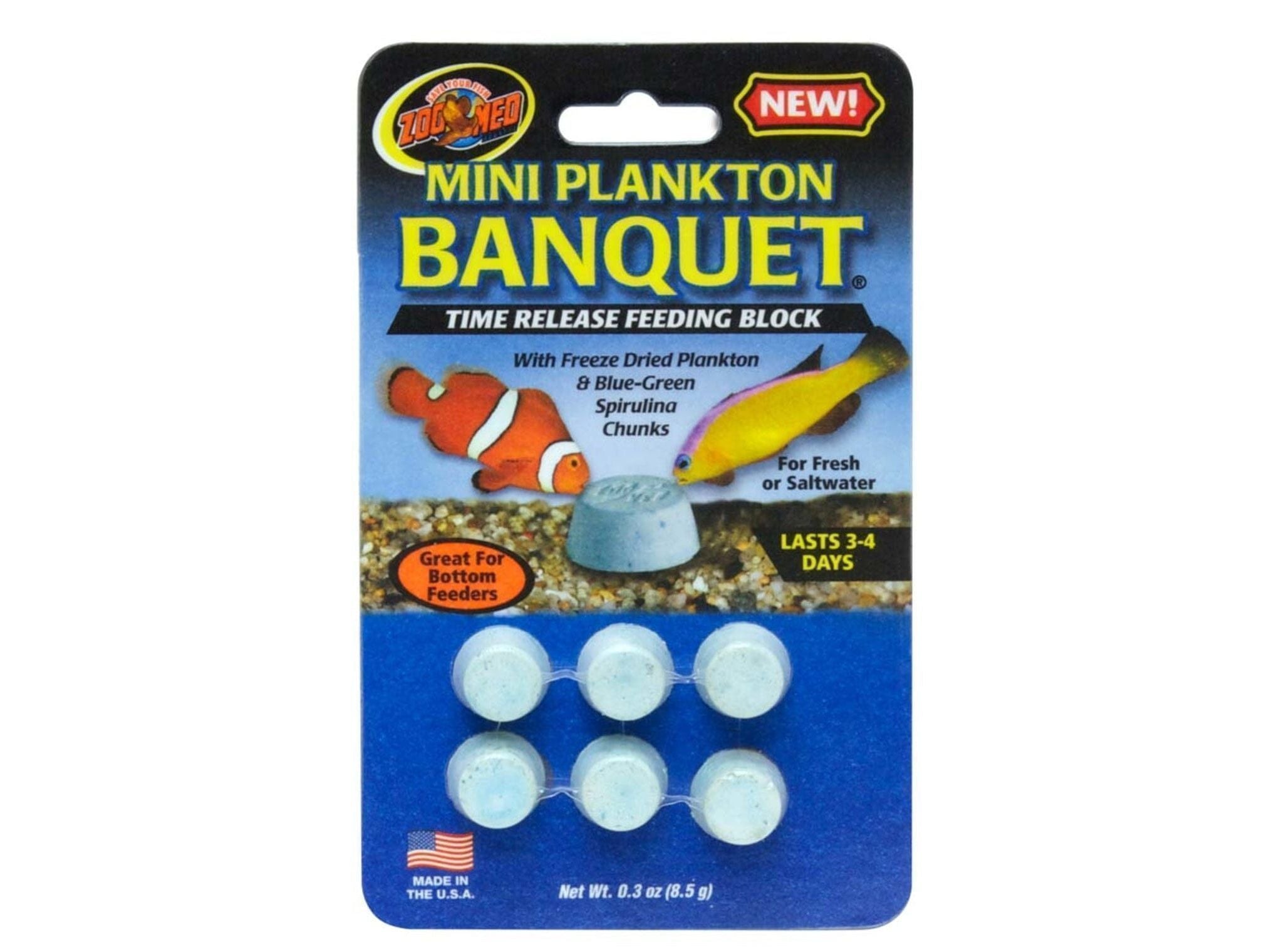 Zoo Med Plankton Banquet Fish Feeding Block 1ea/0.3 oz, Mini fish food Zoo Med Aquatic