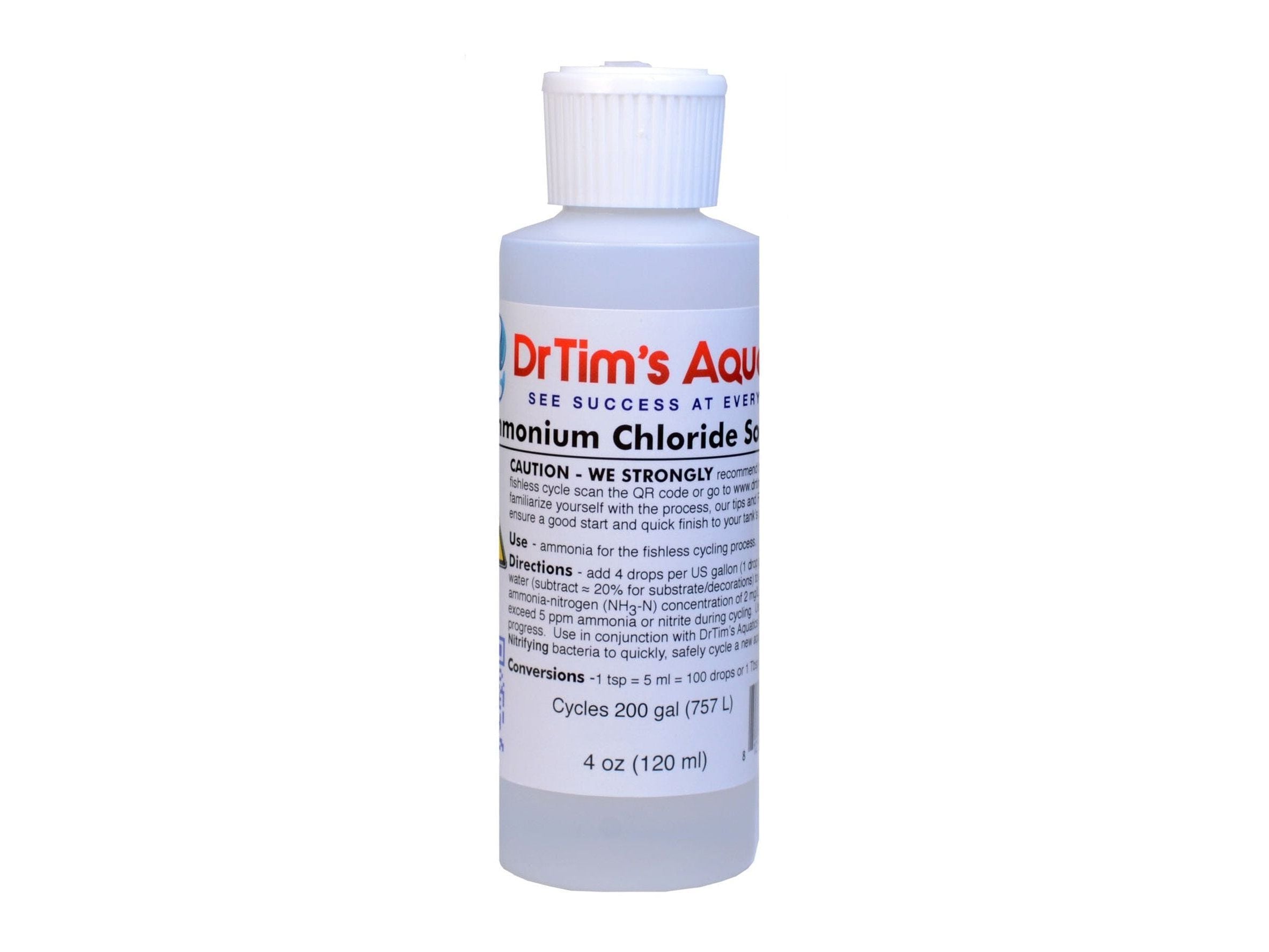 Dr. Tim's Aquatics Ammonium Chloride Solution for Fishless Cycling 1ea/4 fl oz Aquarium Additives Dr. Tim's