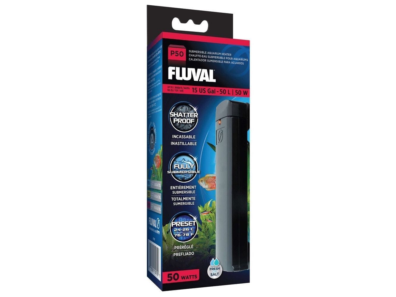 Fluval P50 Submersible Aquarium Heater Aquatic Heaters Fluval