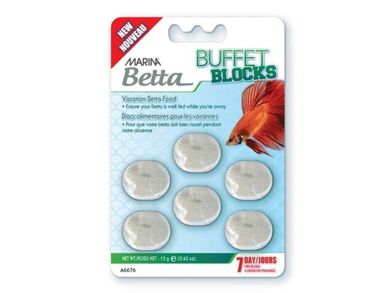 Marina Betta Vacation Block Food, .42oz Fish Supplies Marina