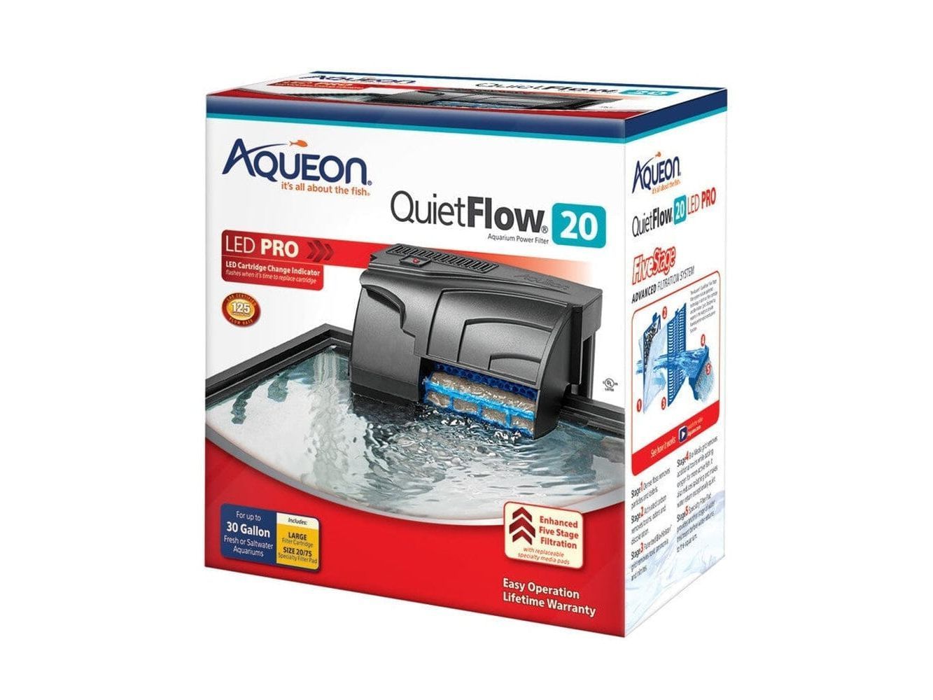 Aqueon QuietFlow LED PRO Aquarium Power Filter Size 20 Filter & Accessories Aqueon