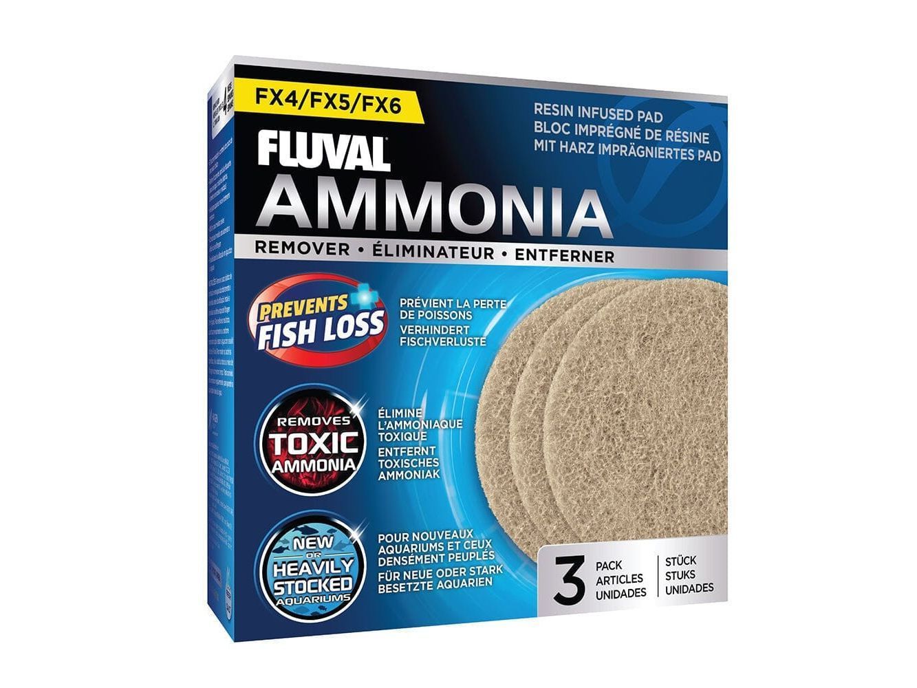 Fluval FX4/FX5/FX6 Ammonia Remover Pad, 3pk Fish Supplies Fluval