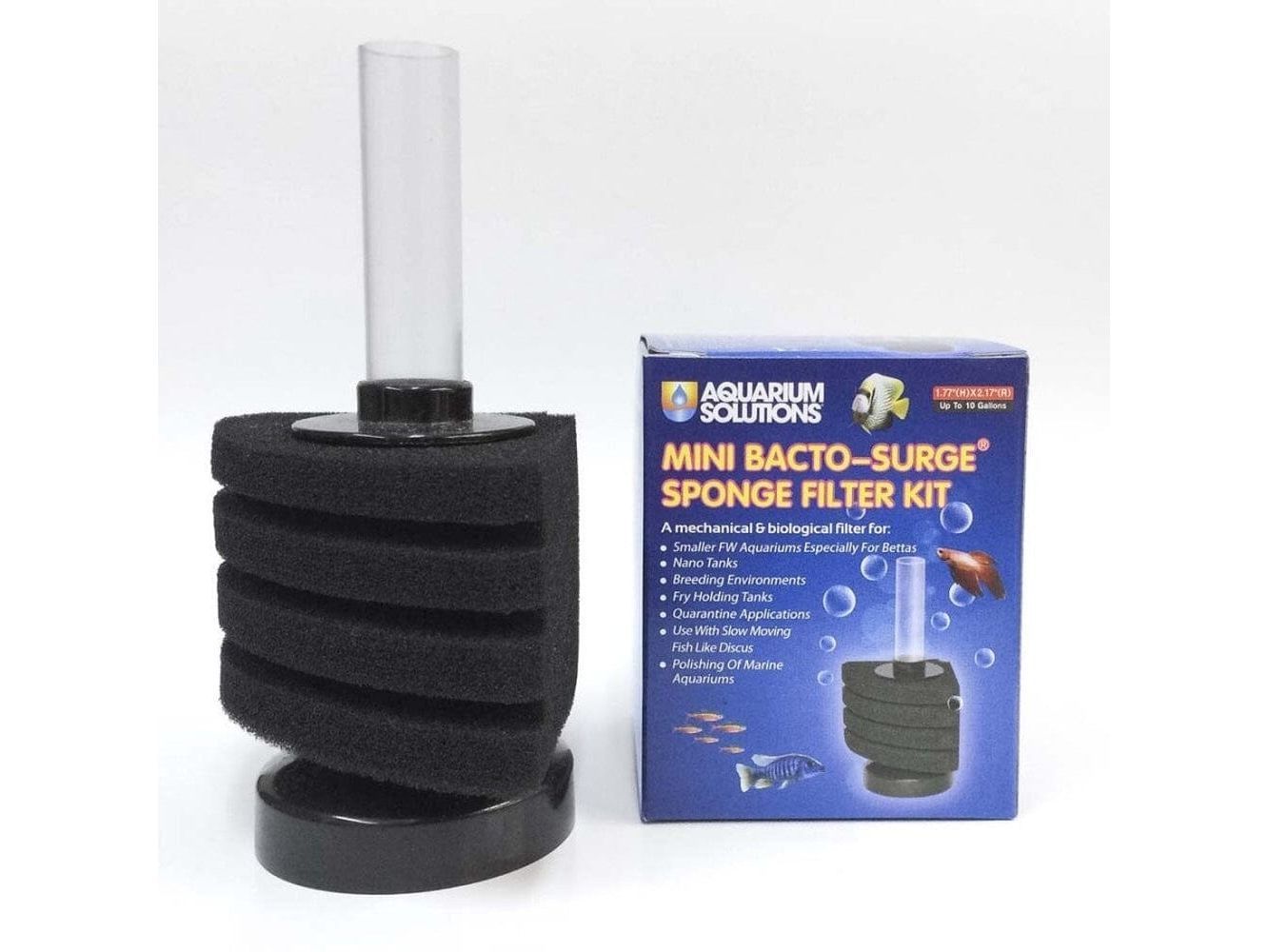 Aquarium Solutions Bacto-Surge Biological Action Sponge Filter Black, Mini Fish Supplies Aquarium Solutions