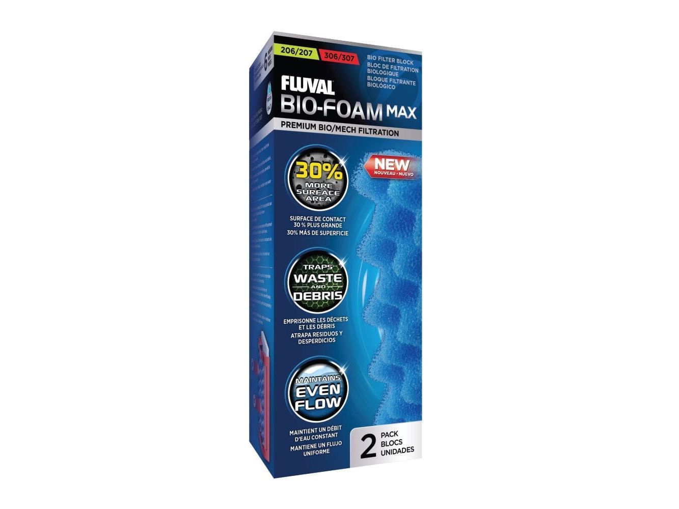 Fluval 206/207-306/307 Blue BioFoam MAX, 2pcs Fish Supplies Fluval
