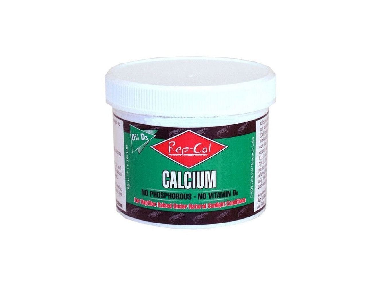 Rep-Cal Calcium Without Vitamin D3, 3.3oz Rep-Cal