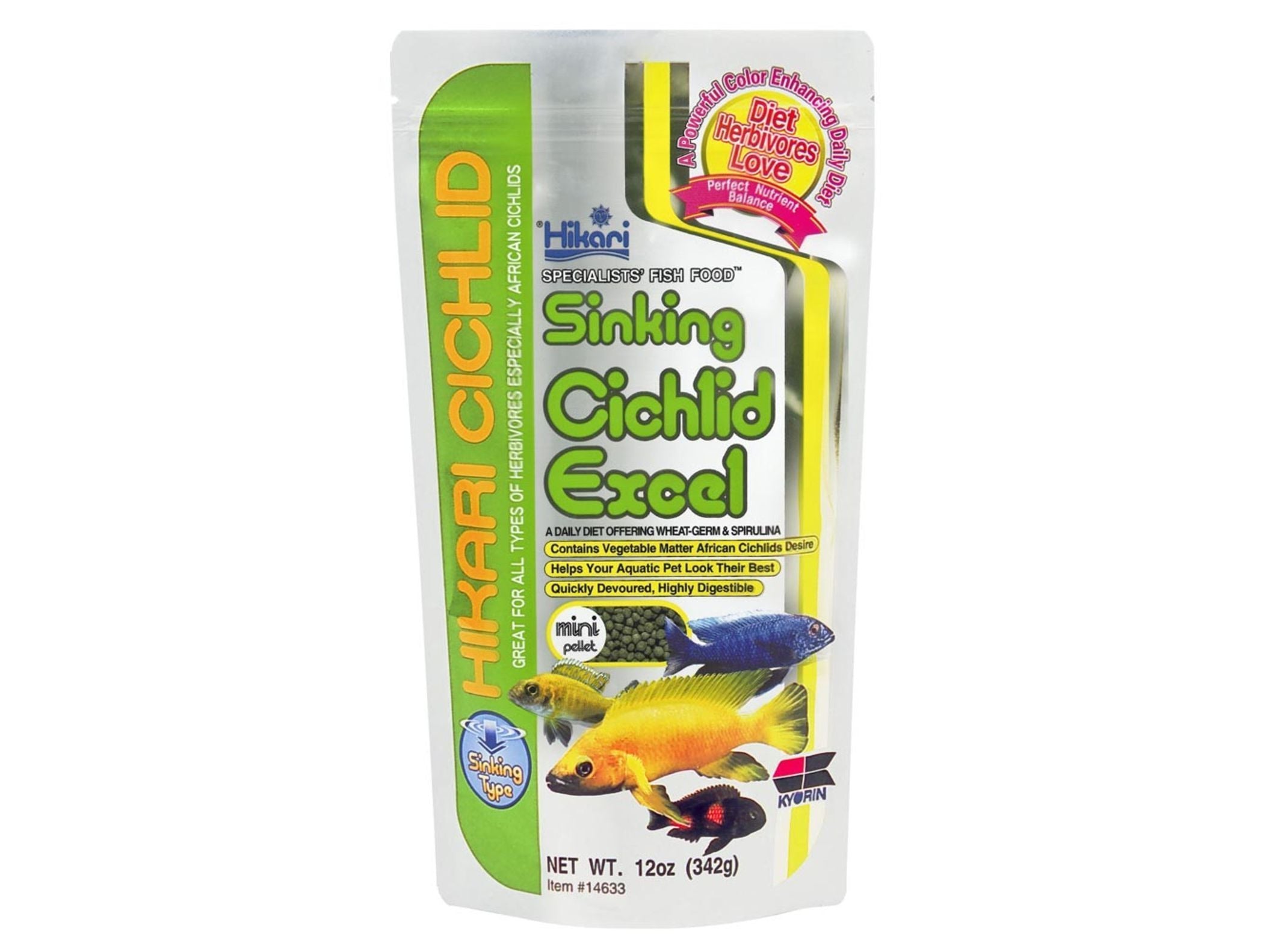 Hikari USA Cichlid Excel Sinking Pellets Fish Food 1ea/12 oz, Mini