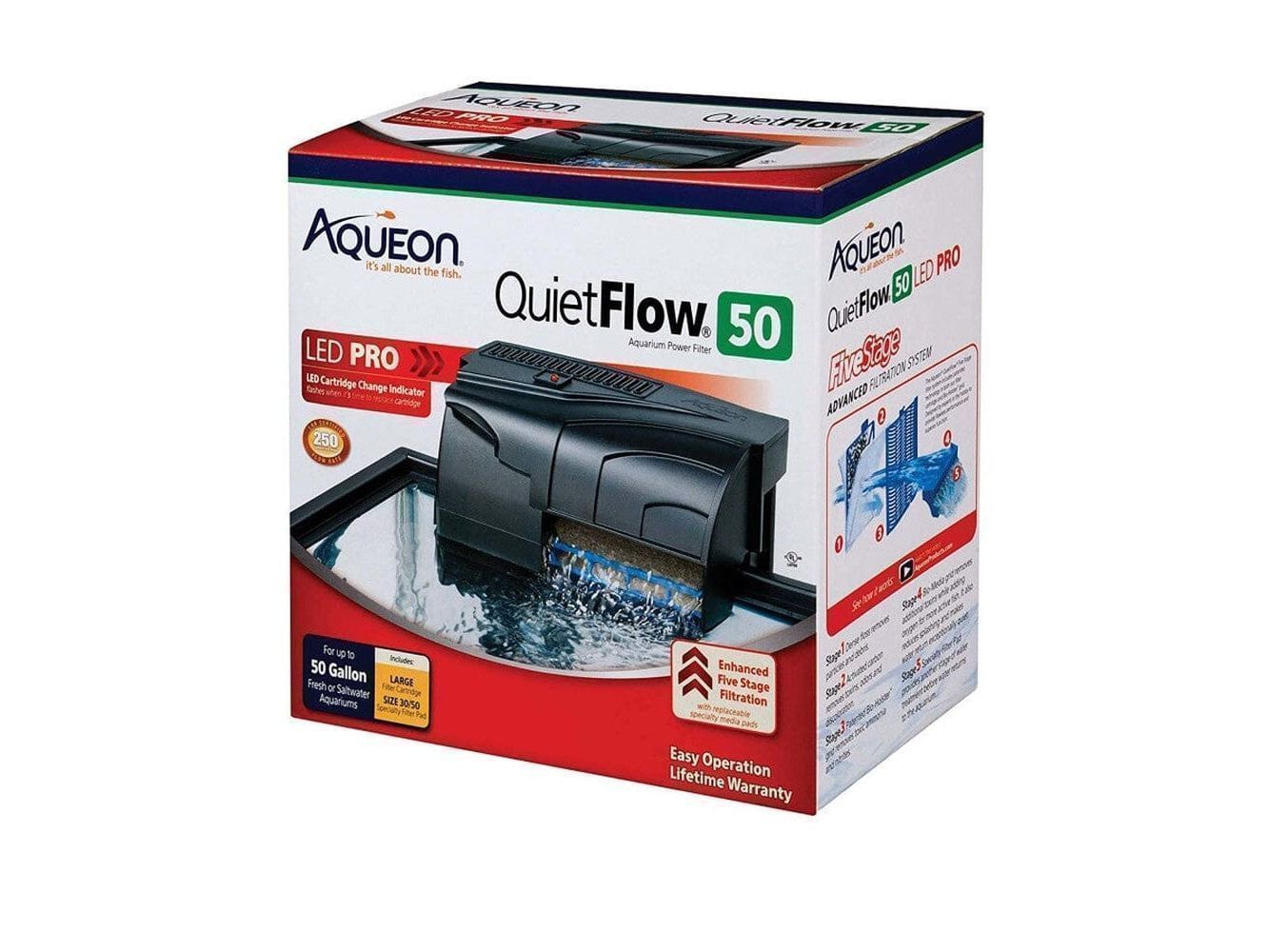 Aqueon QuietFlow LED PRO Aquarium Power Filter Size 50 Filter & Accessories Aqueon