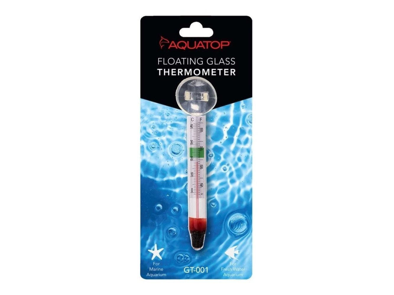 Aquatop Floating Glass Aquarium Thermometer with Suction Cup Mount Clear 1ea Fish Supplies Aquatop