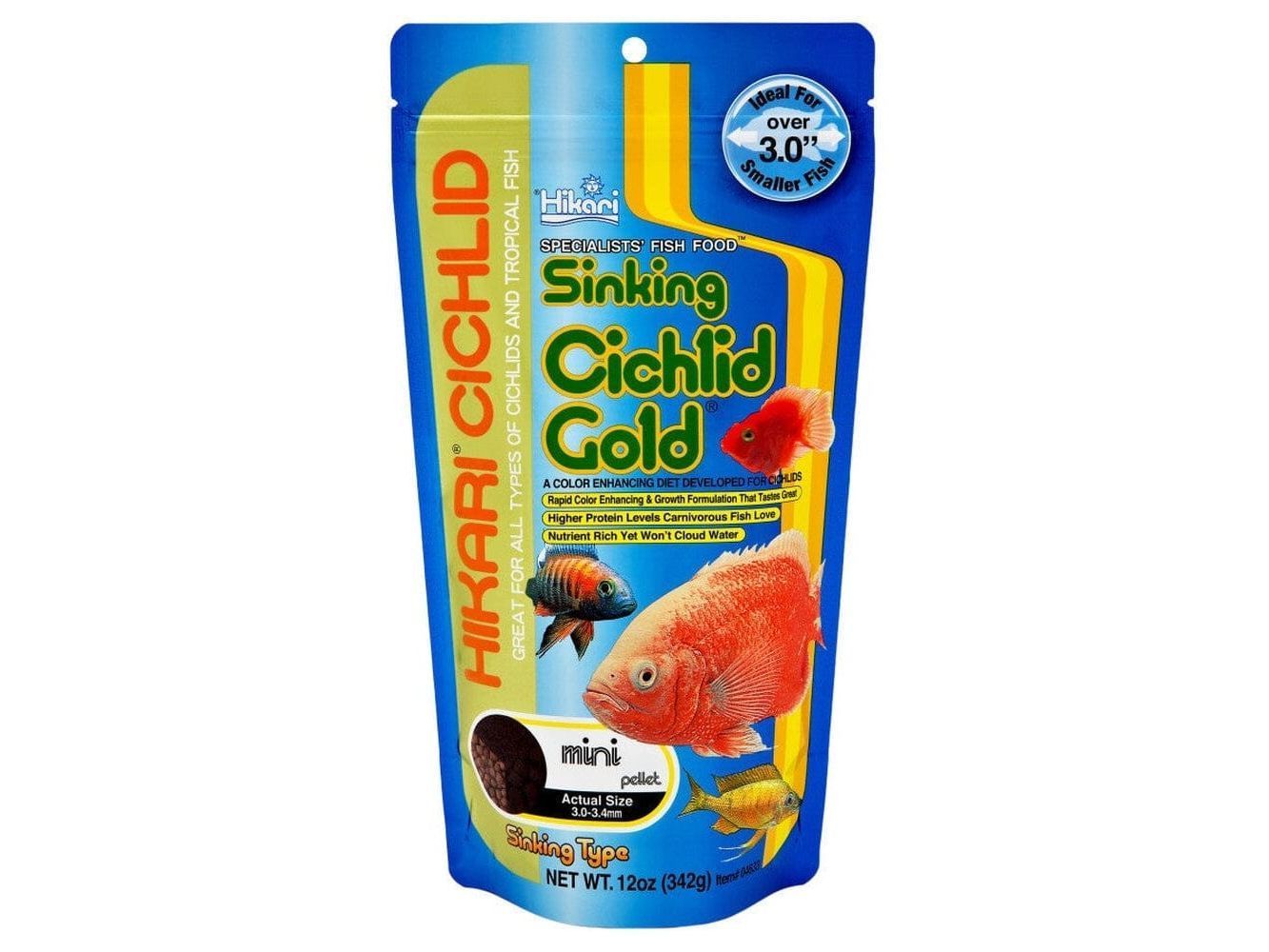 Hikari Cichlid Mini Gold Sinking Pellets Fish Food 12oz Aquatic Diet Hikari