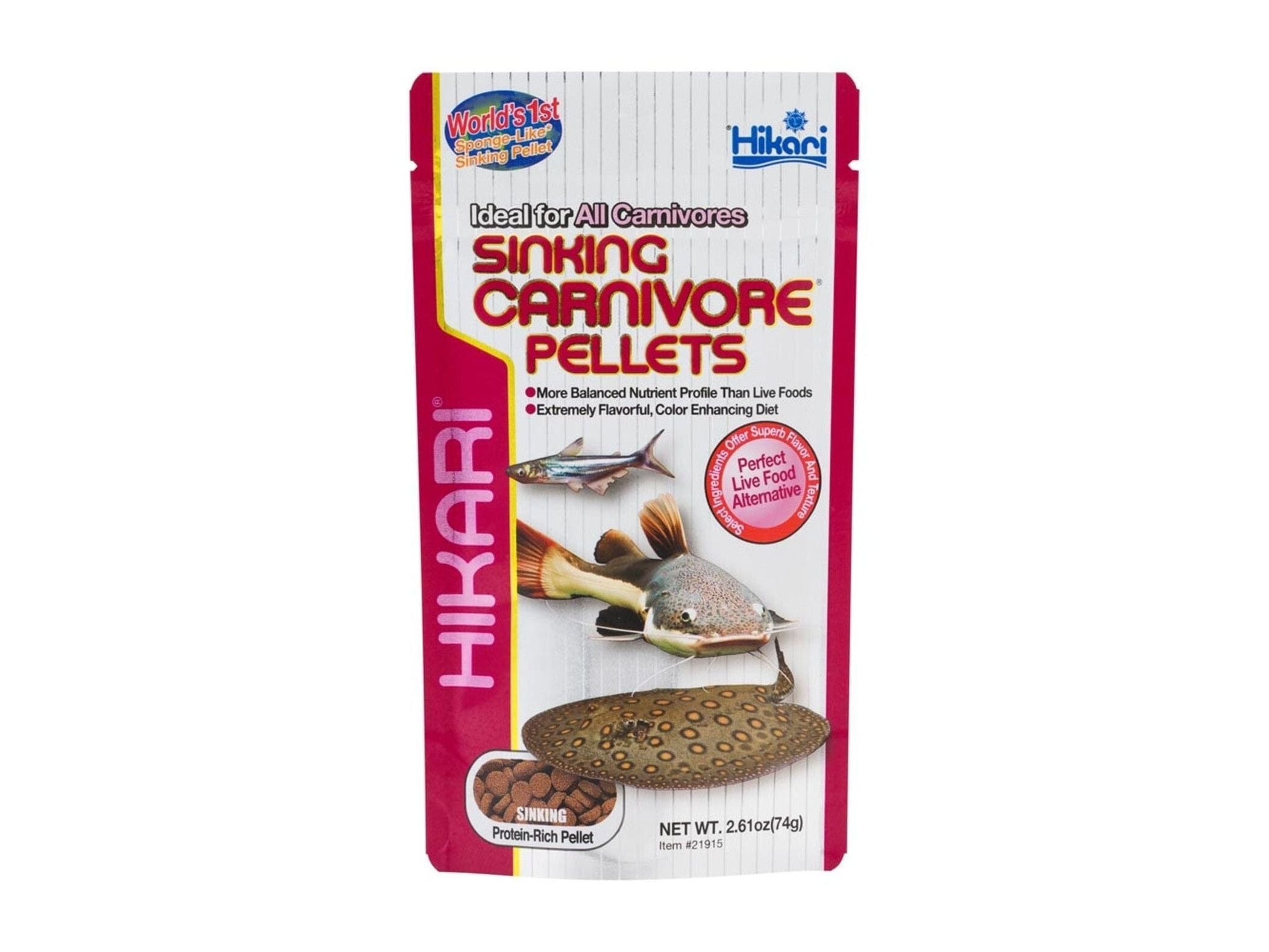 Hikari Sinking Carnivore Pellets Fish Food 2.61 oz Aquatic Diet Hikari