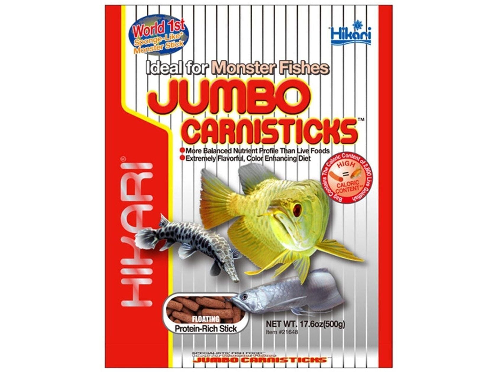 Hikari Jumbo CarniSticks Floating Fish Food 17.6oz Aquatic Diet Hikari
