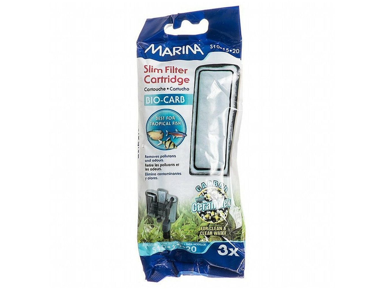 Marina Slim Filter Carbon Cartridge 3-pk Fish Supplies Marina