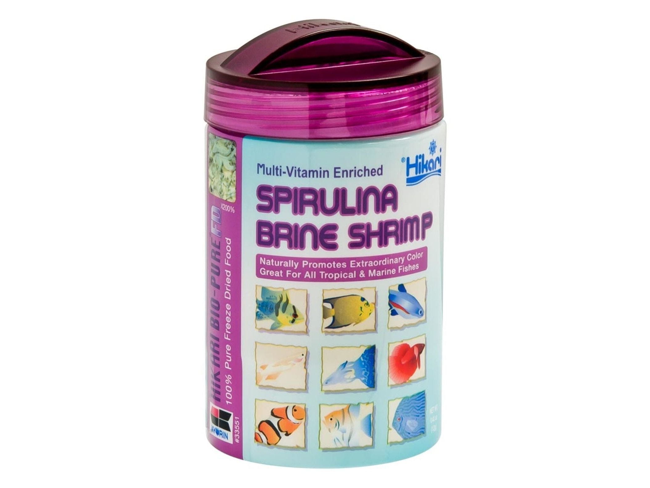 Hikari Bio-Pure Spirulina Brine Shrimp Freeze Dried Fish Food 0.42 oz Aquatic Diet Hikari