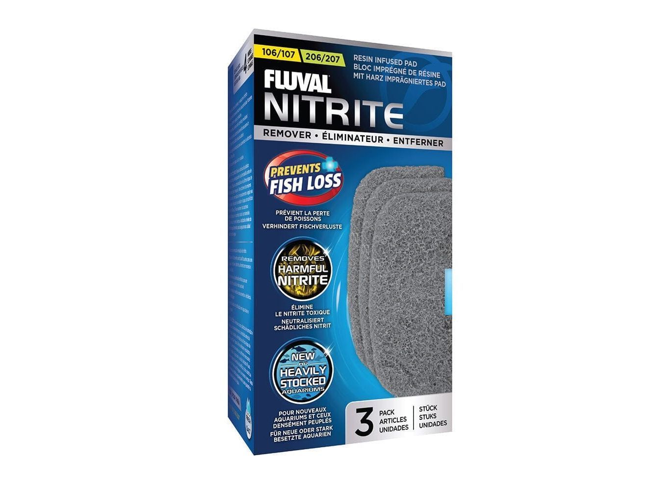 Fluval 106/107/206/207 Nitrate Remover Pad, 3pk Fish Supplies Fluval
