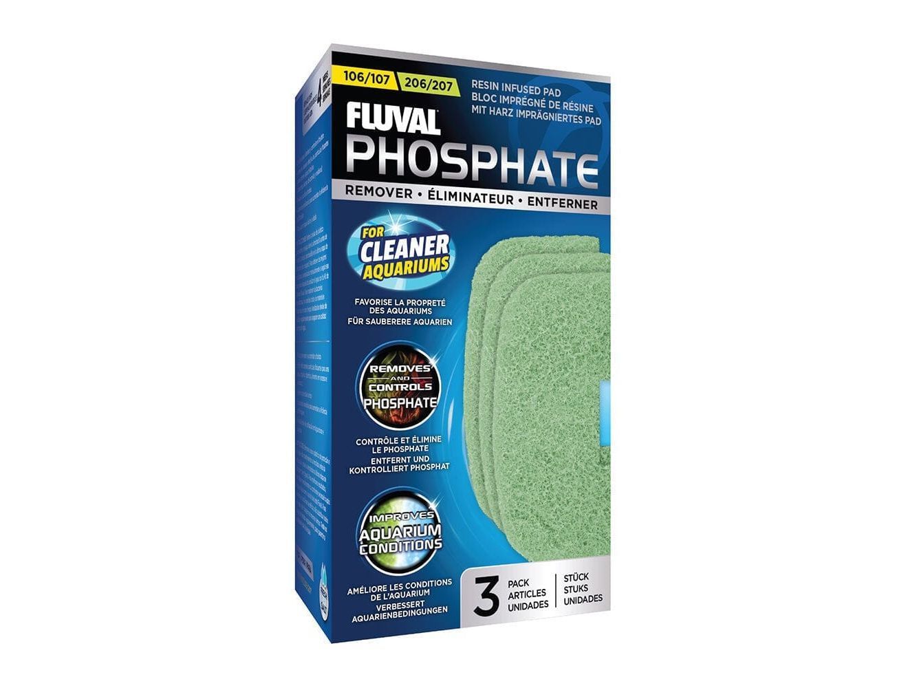 Fluval 106/107/206/207 Phosphate Remover Pad, 3pk Fish Supplies Fluval