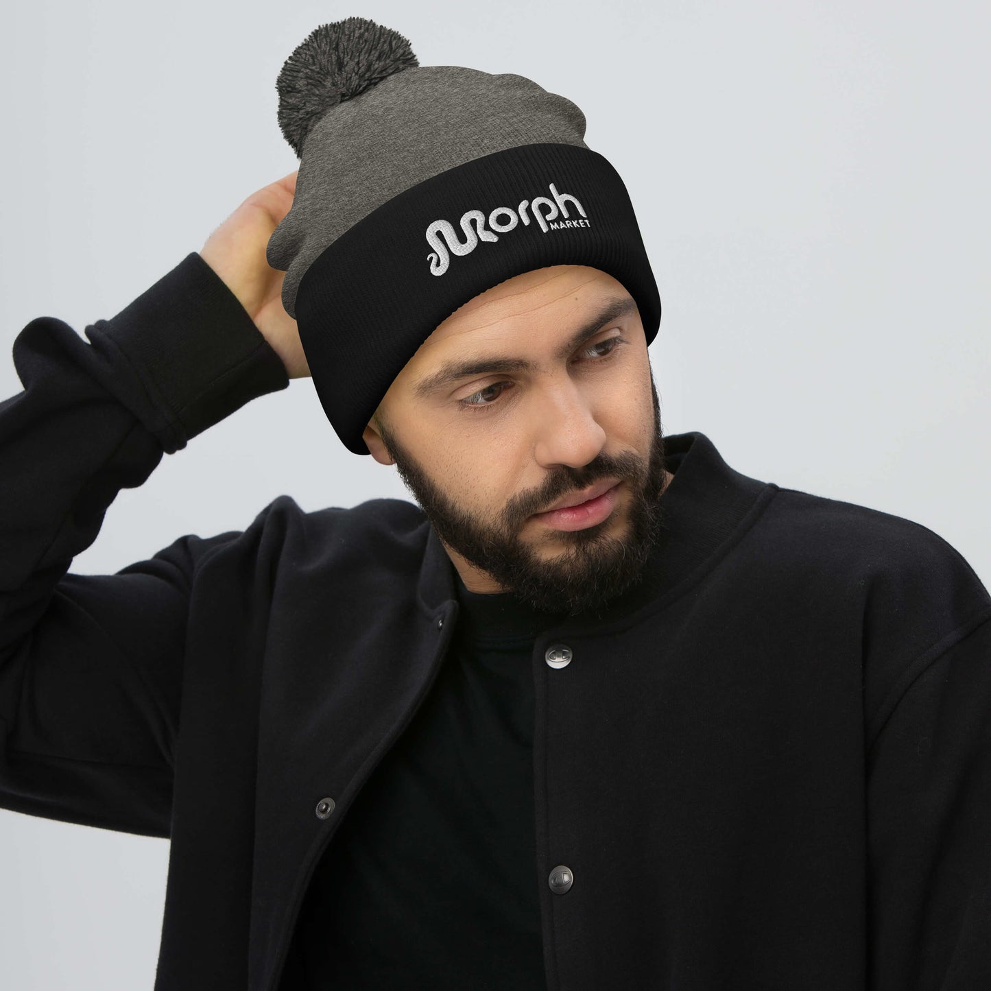 MorphMarket Pom-Pom Beanie with White Embroidered Logo