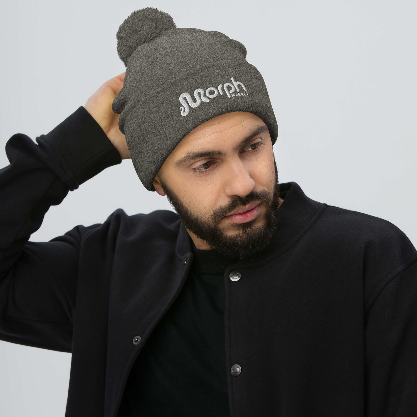 MorphMarket Pom-Pom Beanie with White Embroidered Logo