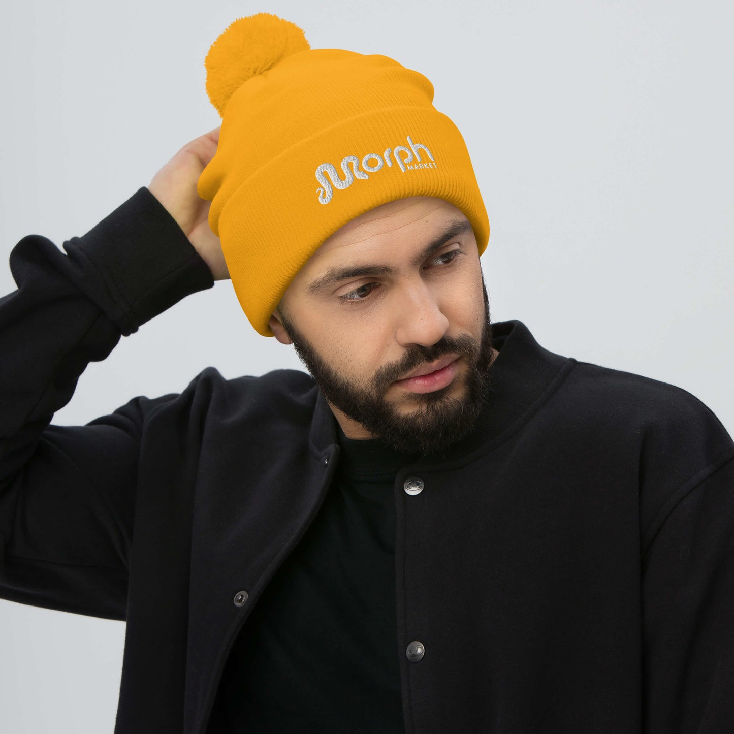 MorphMarket Pom-Pom Beanie with White Embroidered Logo