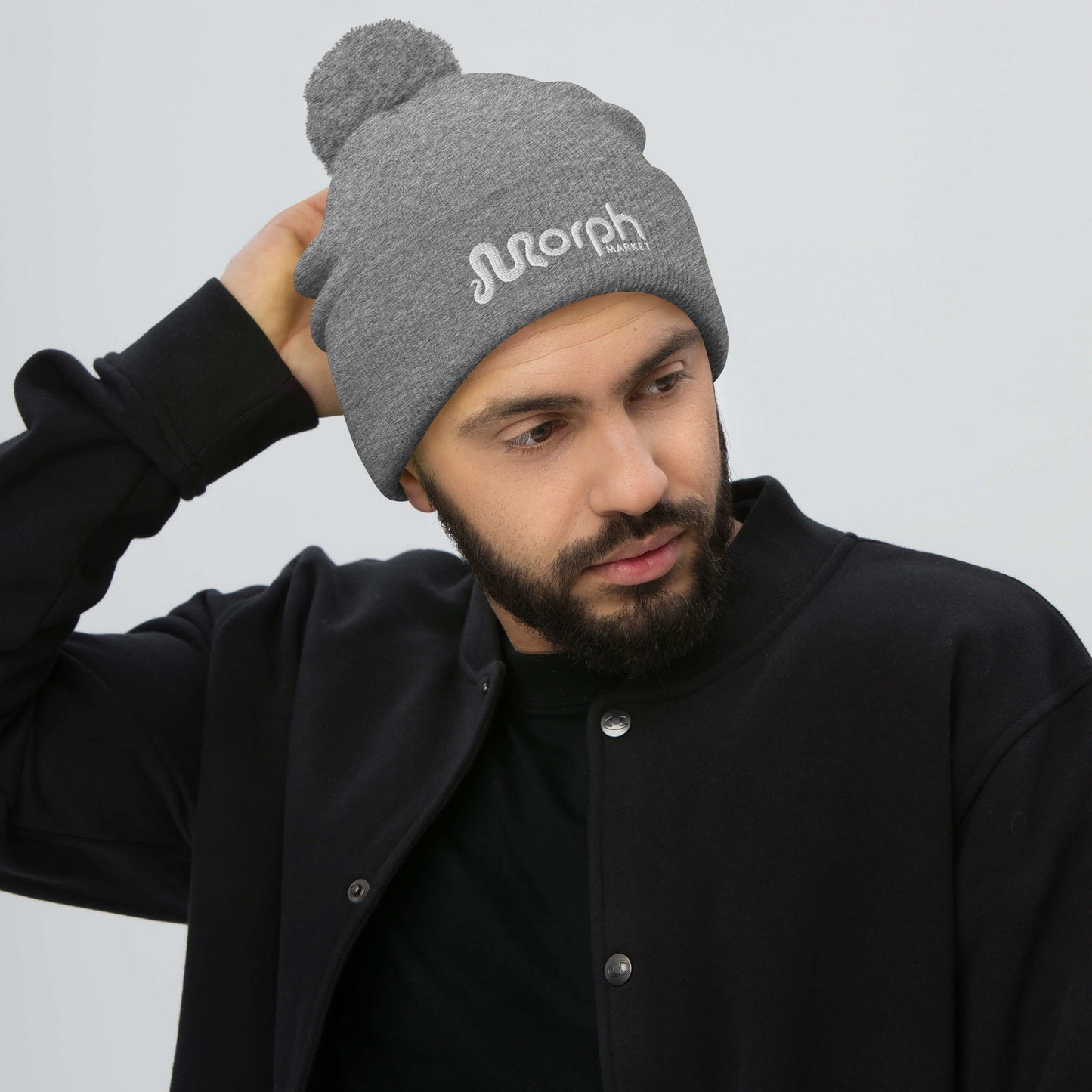 MorphMarket Pom-Pom Beanie with White Embroidered Logo