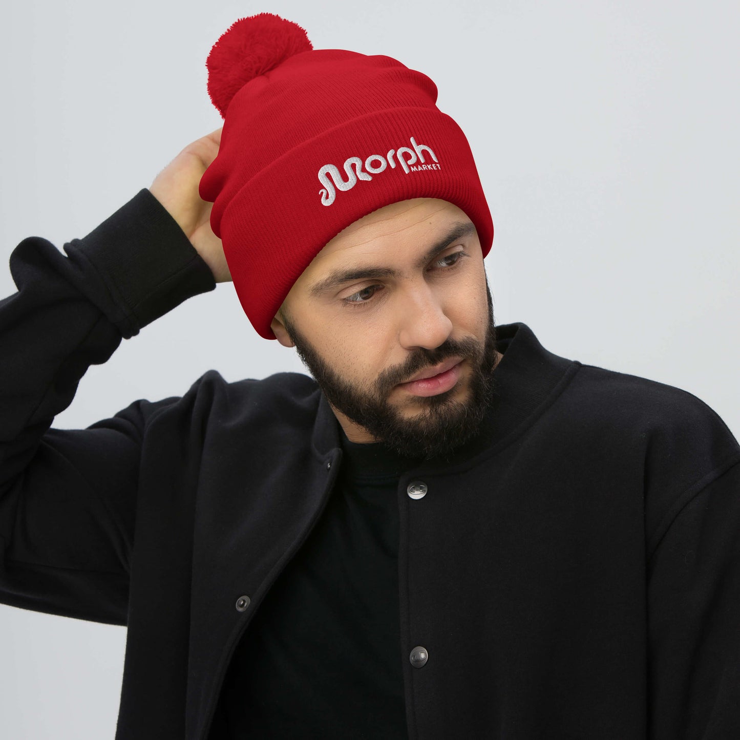 MorphMarket Pom-Pom Beanie with White Embroidered Logo