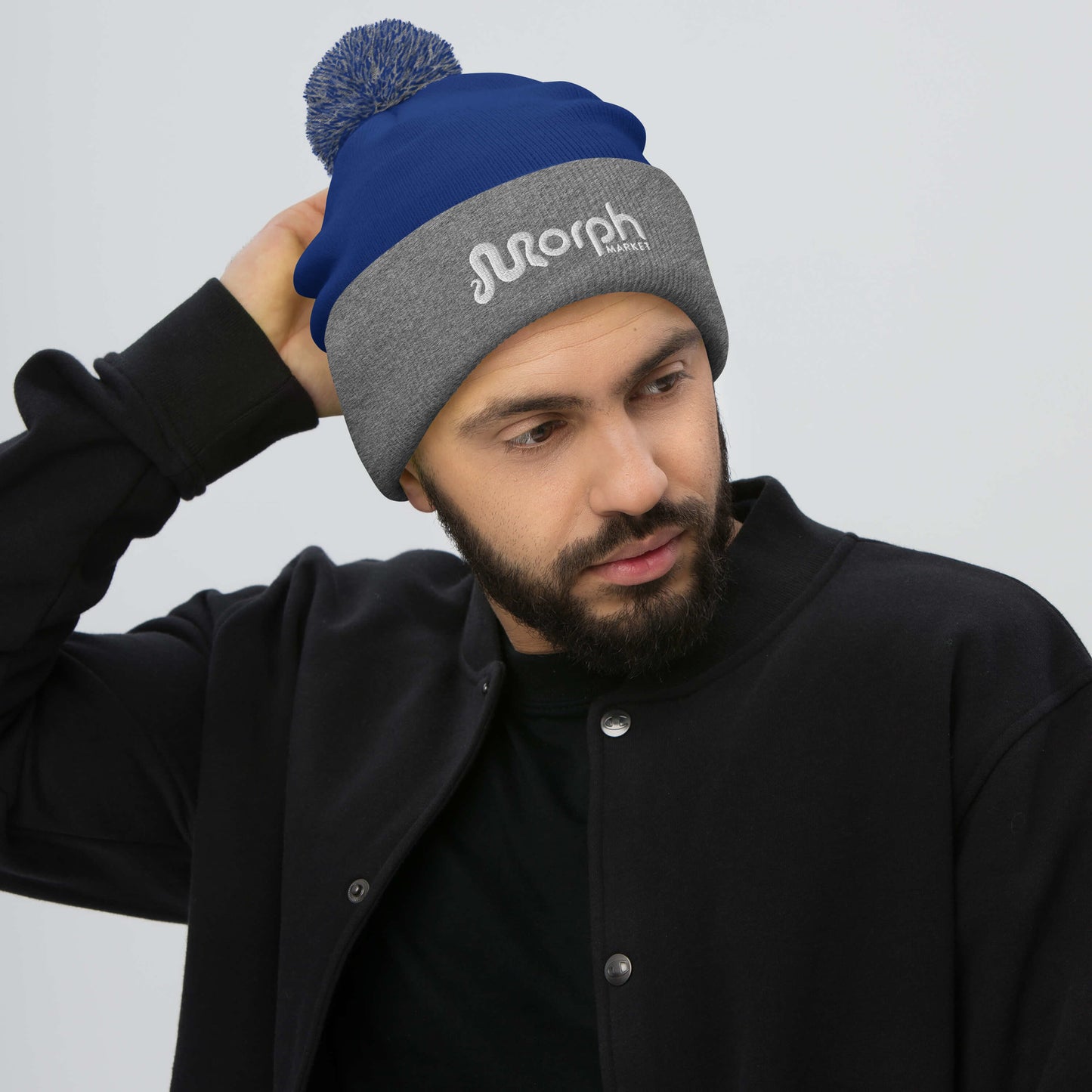 MorphMarket Pom-Pom Beanie with White Embroidered Logo