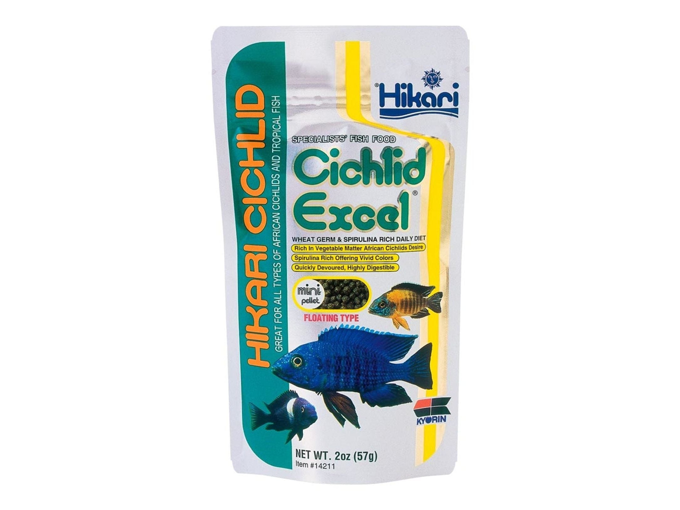Hikari Cichlid Mini Excel Pellets Fish Food 2 oz Aquatic Diet Hikari