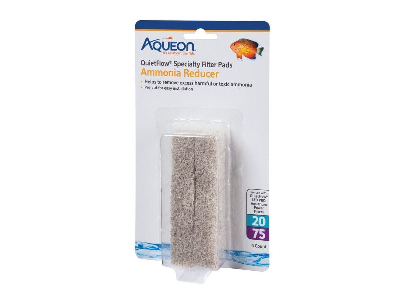 Quiet Flow Specialty Filter Pads Ammonia Reducer 20-75gal, 4ct Animals & Pet Supplies > Pet Supplies > Fish Supplies Aqueon