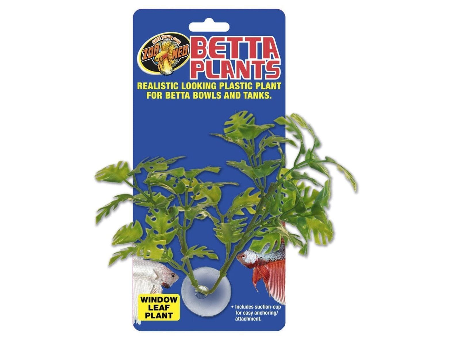 Zoo Med Betta Plant Window Leaf Green, 1ea Aquatic Decor Zoo Med Aquatic