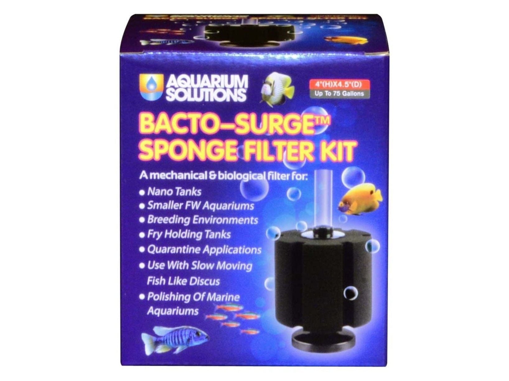 Aquarium Solutions Bacto-Surge Biological Action Sponge Filter Black, Large Fish Supplies Aquarium Solutions