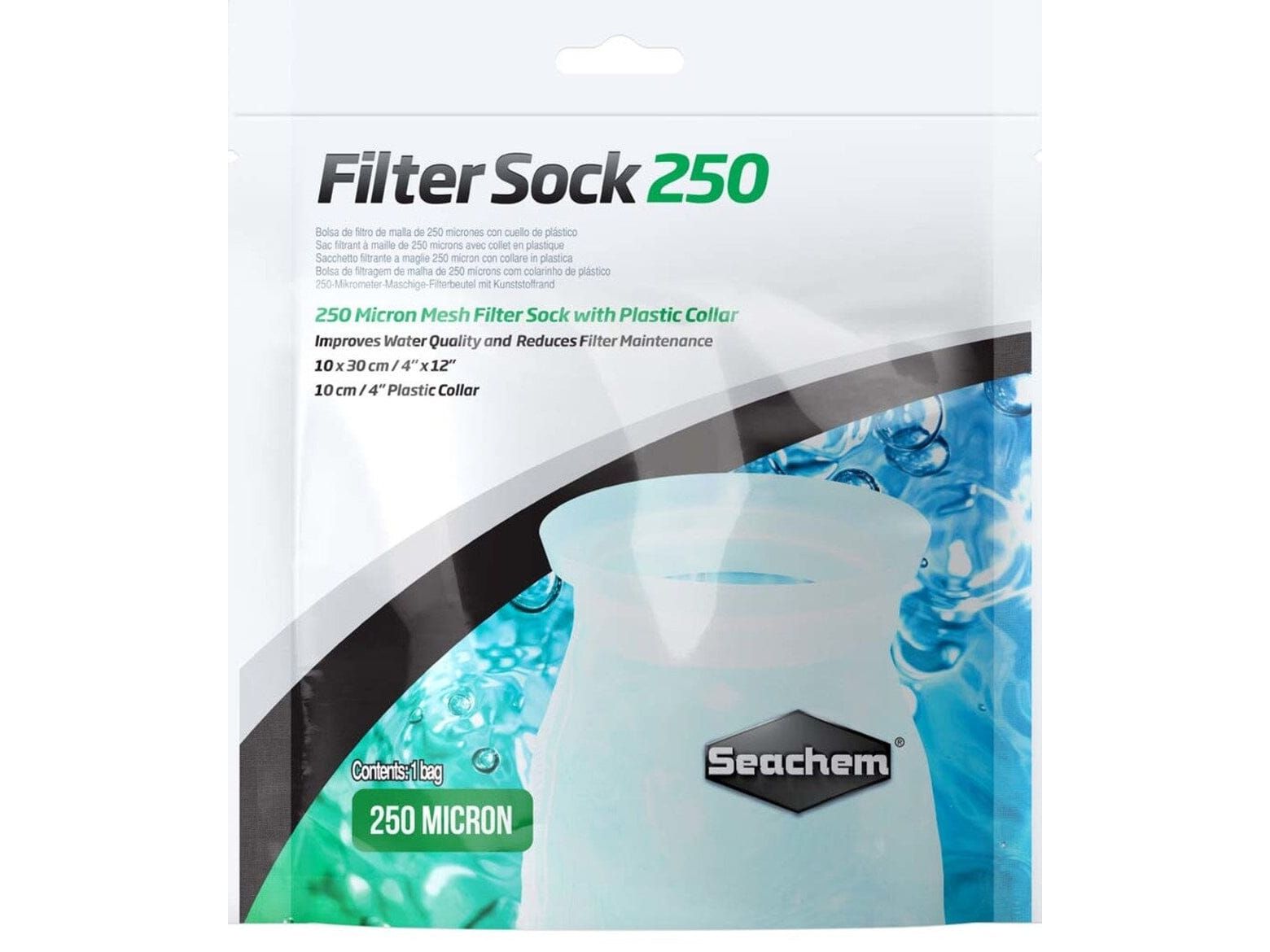 Seachem Laboratories Mesh Filter Sock with Plastic Collar White 1ea/4 In X 12 in, Small Fish Supplies Seachem