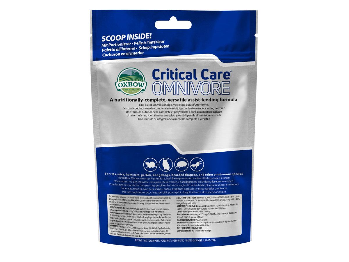 Oxbow Animal Health Critical Care Omnivore Feeding Formula 70g, 1ea/2.47 oz