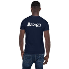 Load image into Gallery viewer, MorphMarket &quot;M&quot; and Logo Unisex T-Shirt with White Text
