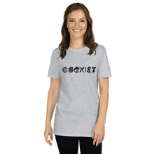 Load image into Gallery viewer, COEXIST Unisex T-shirt with Black Text
