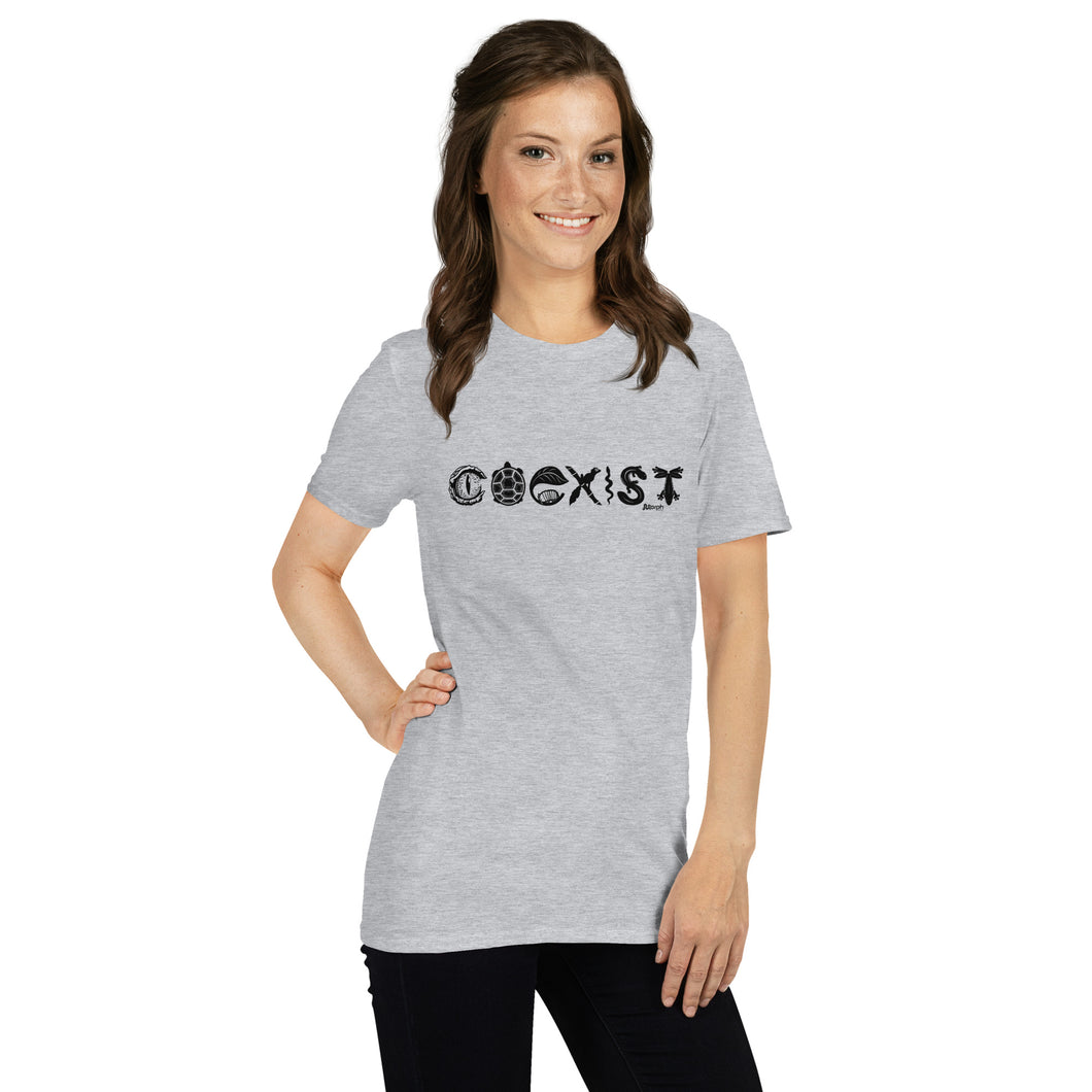 COEXIST Unisex T-shirt with Black Text