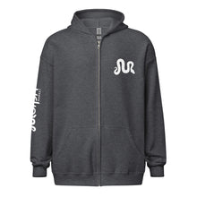 Load image into Gallery viewer, MorphMarket Unisex Zip Hoodie with White &quot;M&quot; and Logo on Sleeve
