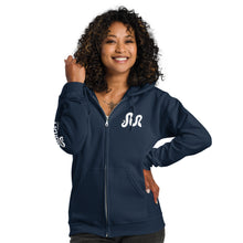 Load image into Gallery viewer, MorphMarket Unisex Zip Hoodie with White &quot;M&quot; and Logo on Sleeve
