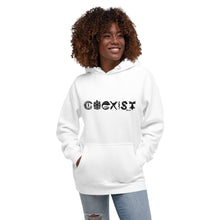 Load image into Gallery viewer, Unisex COEXIST Hoodie (Black Text)
