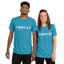 Load image into Gallery viewer, Unisex COEXIST Short Sleeve T-shirt (White text)
