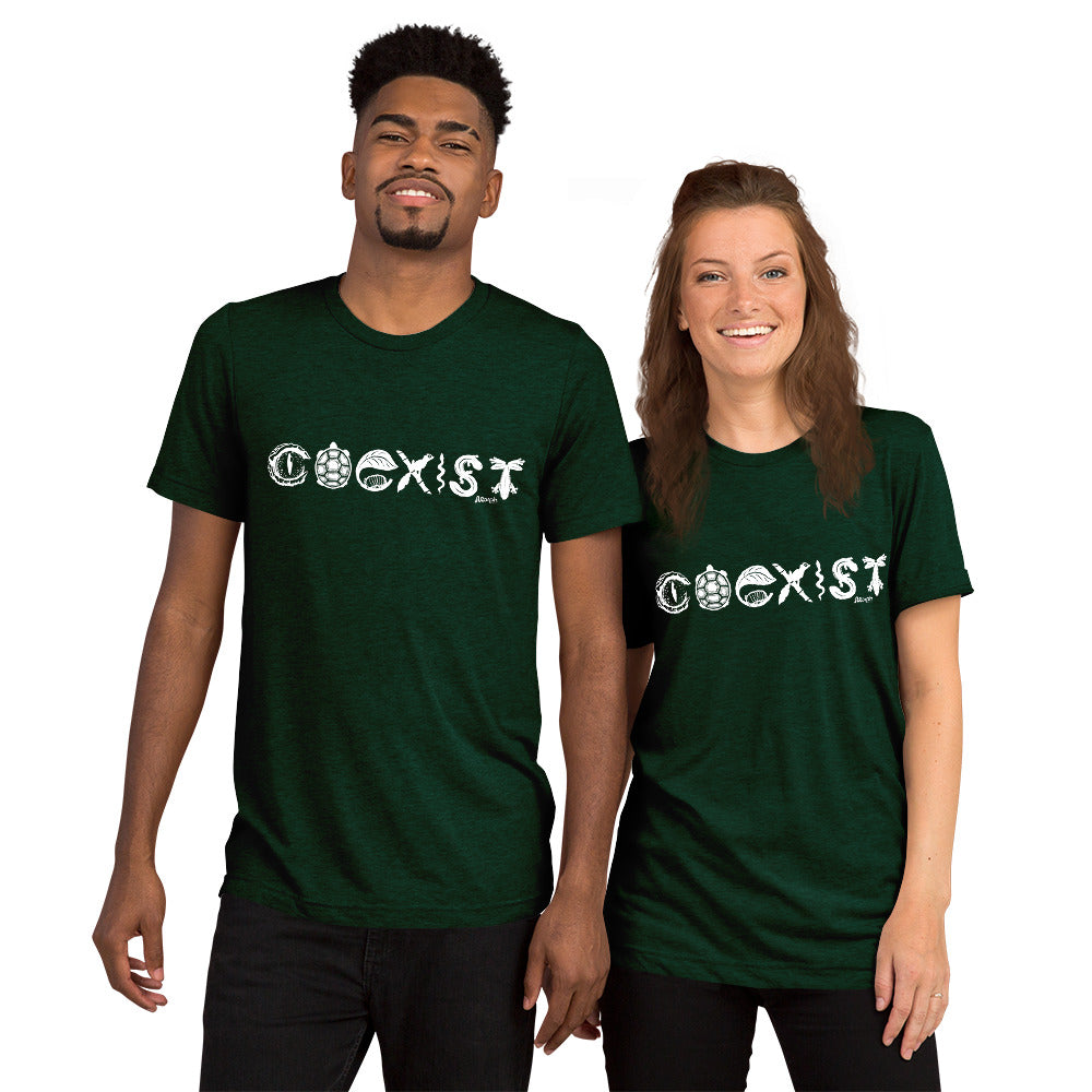 COEXIST Tri-Blend Unisex T-shirt with White Text