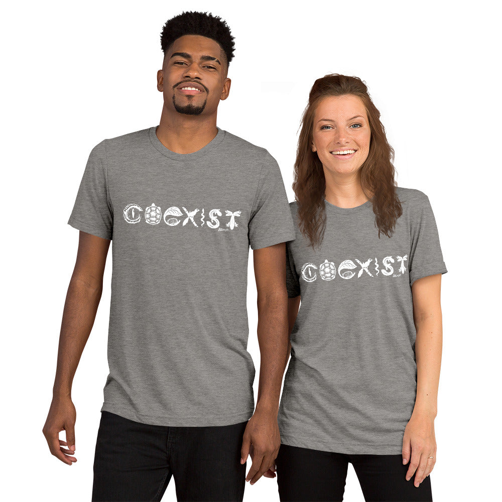 COEXIST Tri-Blend Unisex T-shirt with White Text