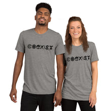 Load image into Gallery viewer, Unisex COEXIST Short Sleeve T-shirt (Black text)
