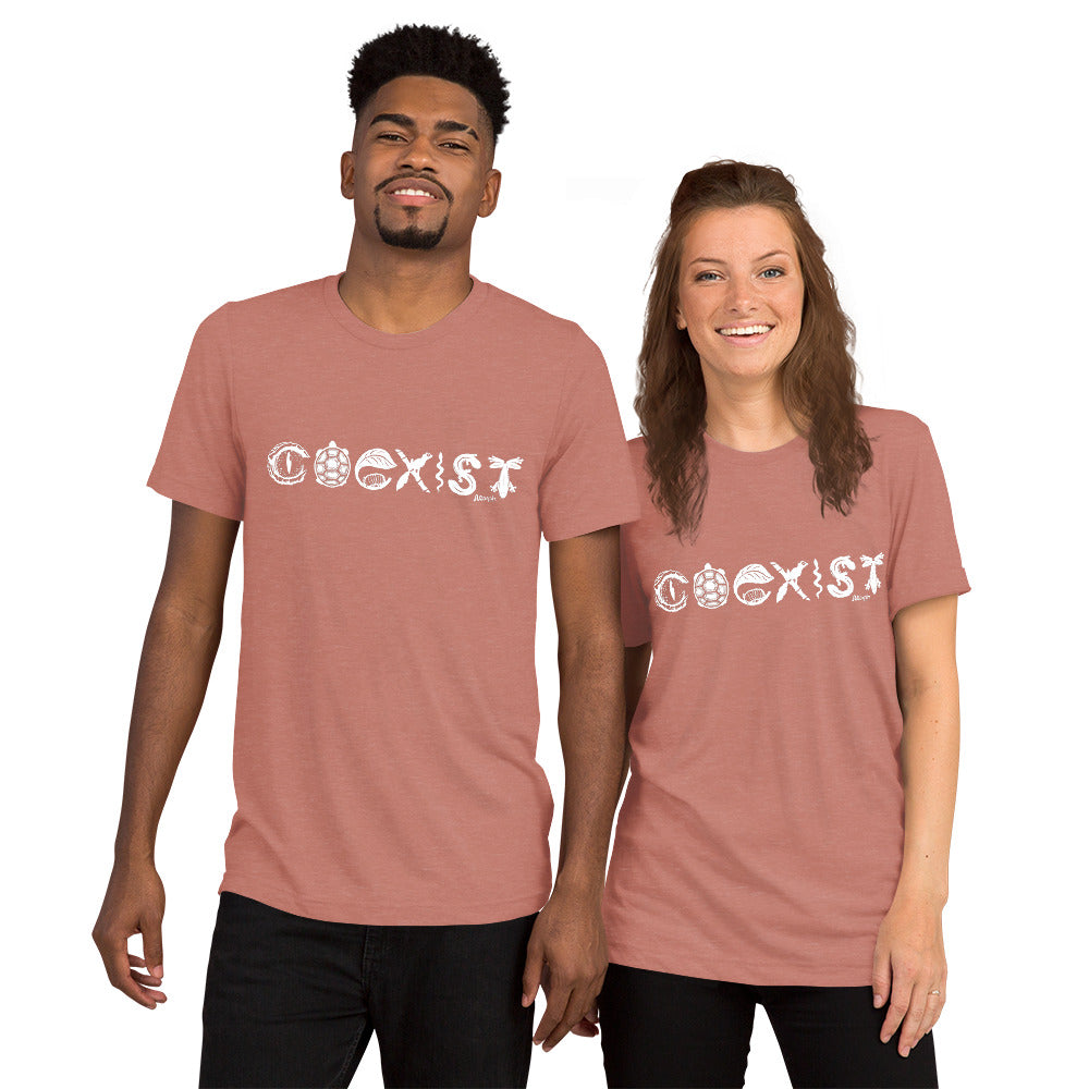 COEXIST Tri-Blend Unisex T-shirt with White Text